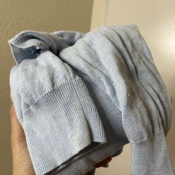 GANT Argyle Diamond Light Blue Silk Blend Vneck Preppy sweater size Small - Picture 3 of 5